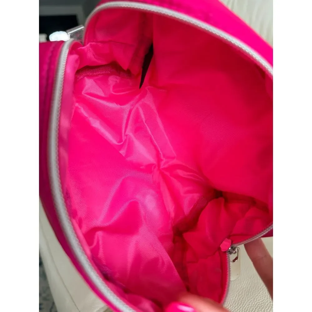 Bebe Pink Rhinestone Logo Cosmetic Makeup Bag Y2K Zip Pouch